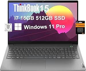 Lenovo ThinkBook 15 Gen 4 Business Laptop (15.6" FHD, 12th Gen Intel 10-Core i7-1255U, 16GB RAM, 512GB SSD), 1080p Webcam, Fingerprint, IST SD Card, Wi-Fi 6, Ethernet, Win 11 Pro, Grey - 2024